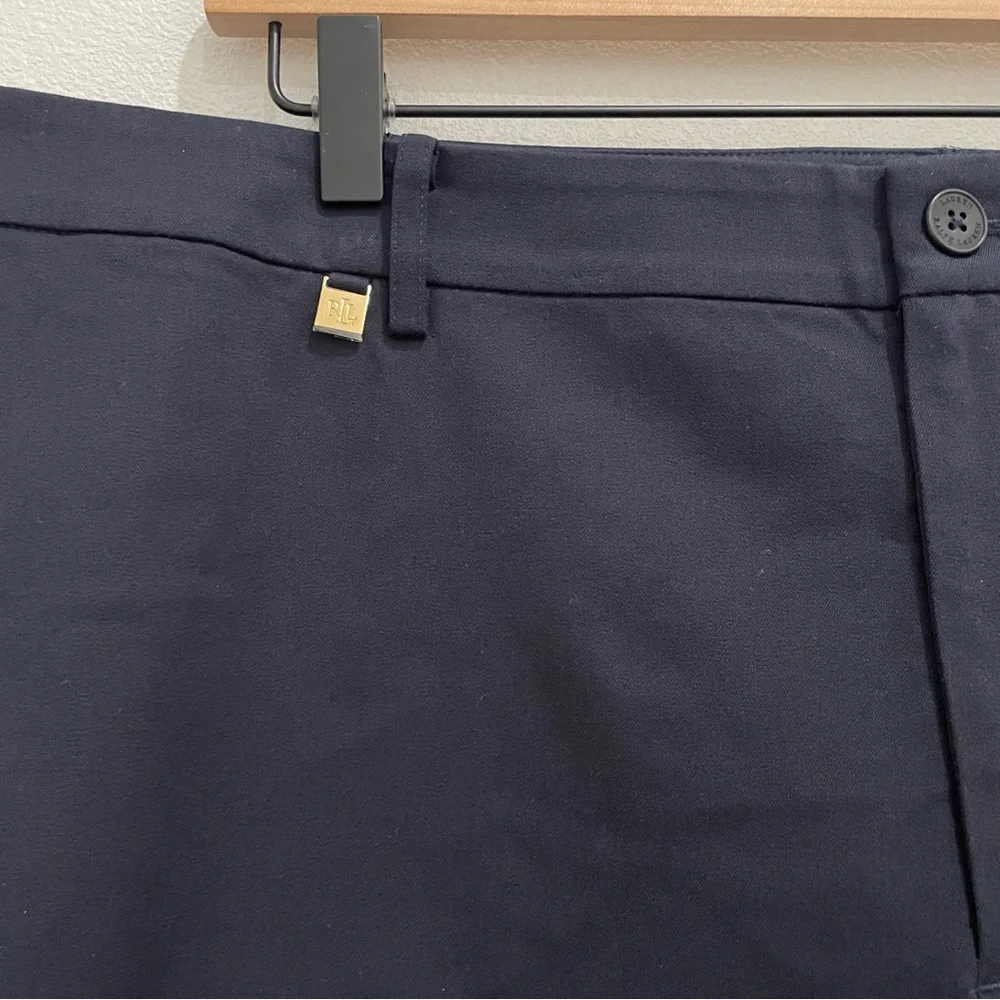 NEW Lauren Ralph Lauren Navy Blue Bermuda Shorts Plus Size 20W NWT Gold Hardware